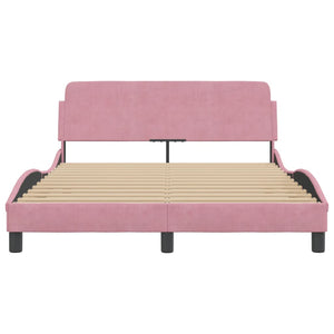 Bed Frame with Headboard "Dover" Pink 140x190 cm Velvet