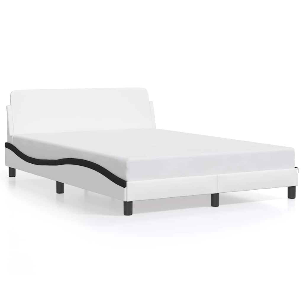 Bed Frame "Dover" White&Black 140x190 cm Faux Leather