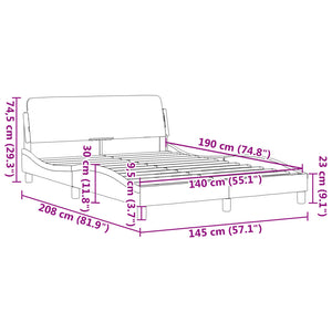 Bed Frame "Dover" White&Black 140x190 cm Faux Leather
