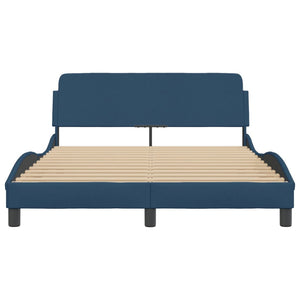 Bed Frame with Headboard "Dover" Blue 140x200 cm Fabric