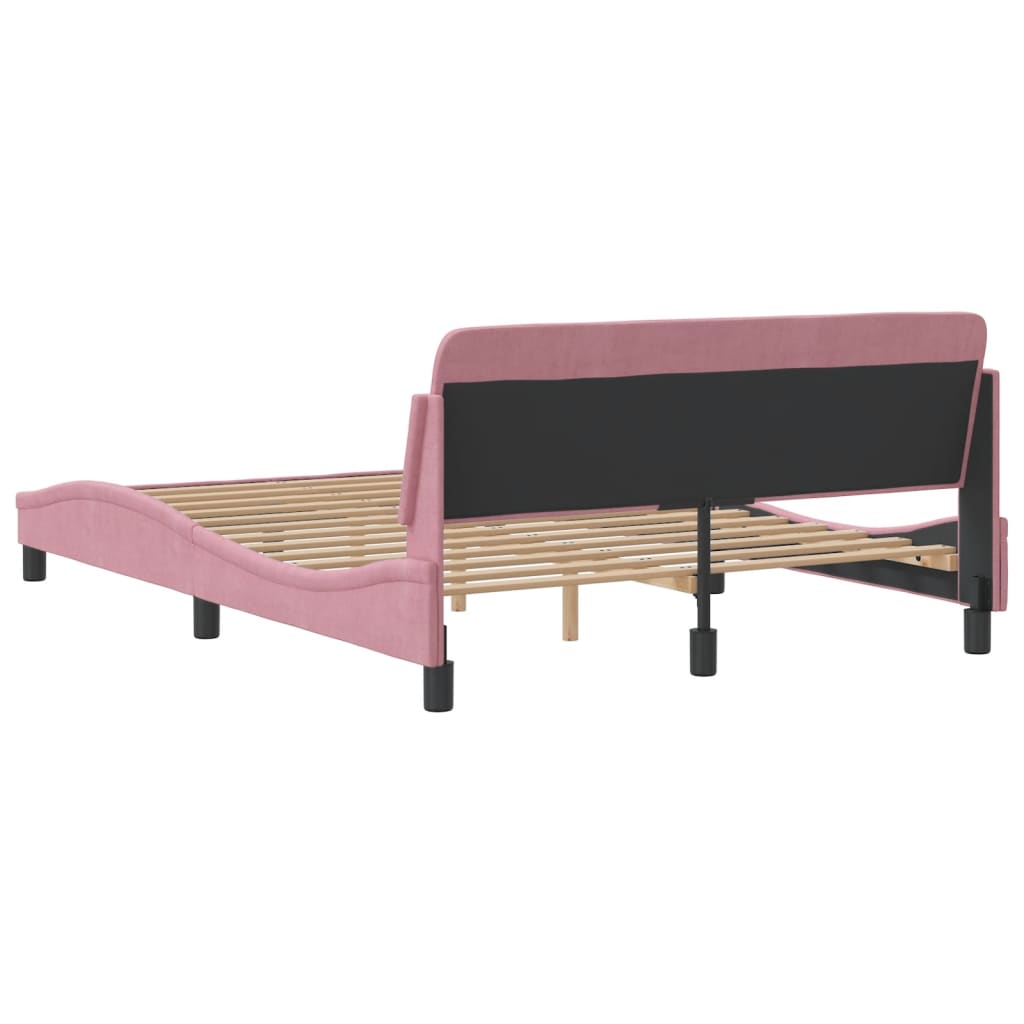Bed Frame with Headboard "Dover" Pink 140x200 cm Velvet
