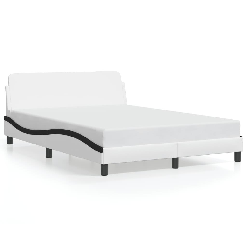 Bed Frame "Dover" White&Black 140x200 cm Faux Leather