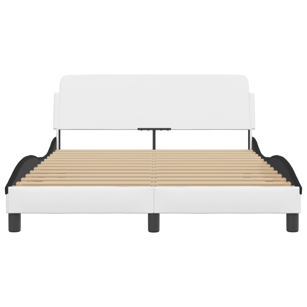 Bed Frame "Dover" White&Black 140x200 cm Faux Leather