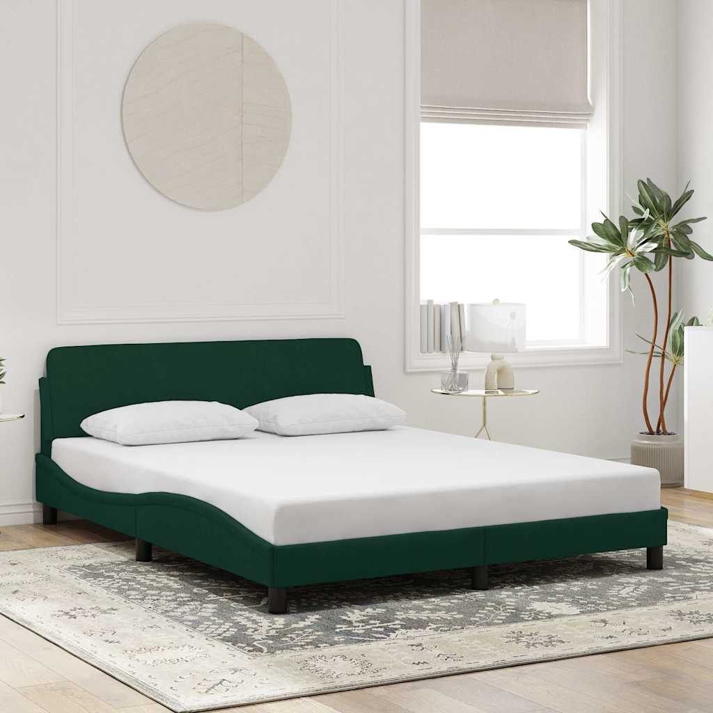 Bed Frame "Dover" Dark Green 160x200 cm Velvet