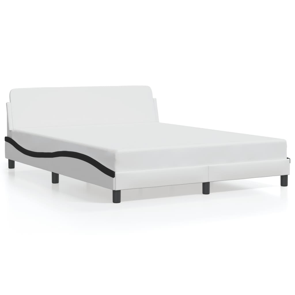 Bed Frame "Dover" White&Black 160x200 cm Faux Leather