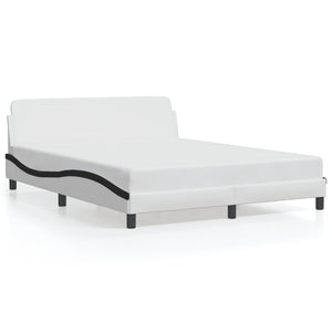 Bed Frame "Dover" White&Black 160x200 cm Faux Leather