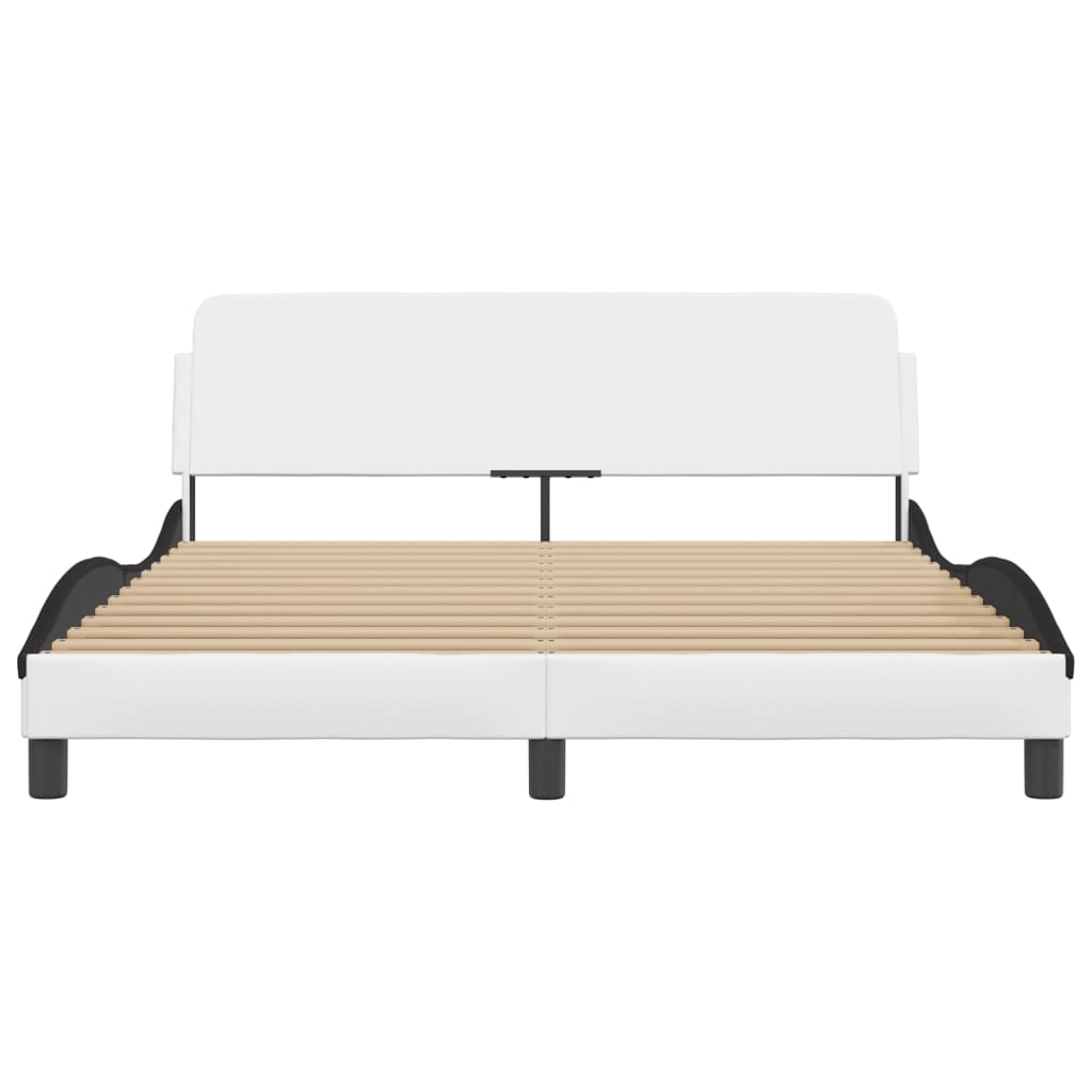 Bed Frame "Dover" White&Black 160x200 cm Faux Leather
