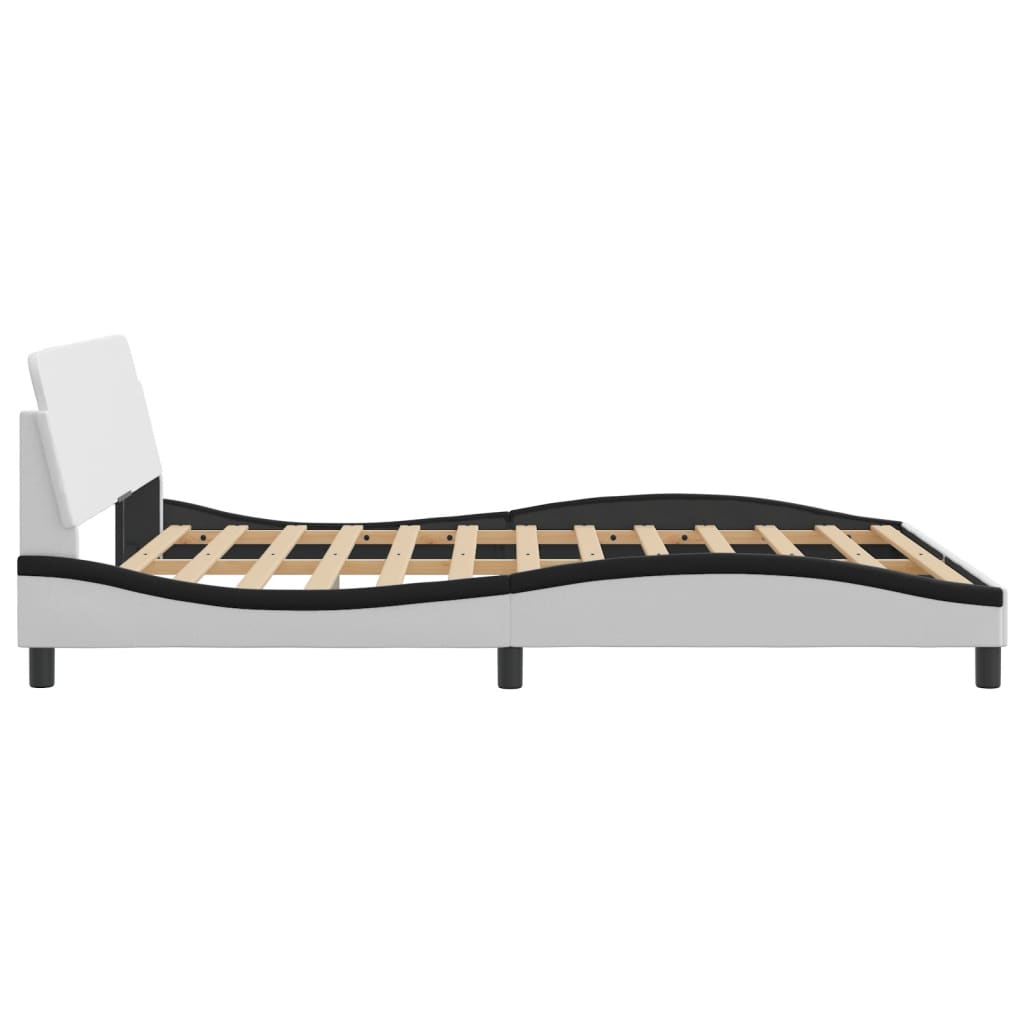 Bed Frame "Dover" White&Black 160x200 cm Faux Leather