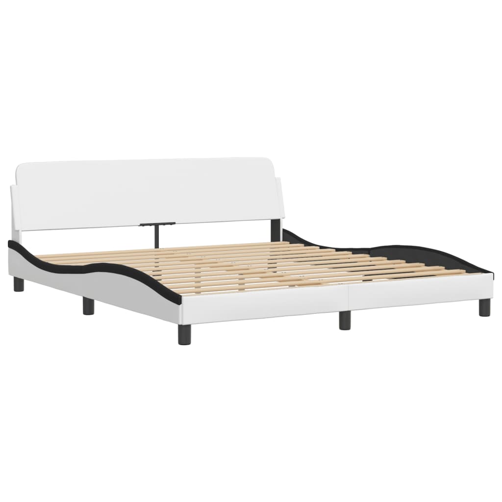Bed Frame "Dover" White&Black 180x200 cm Faux Leather