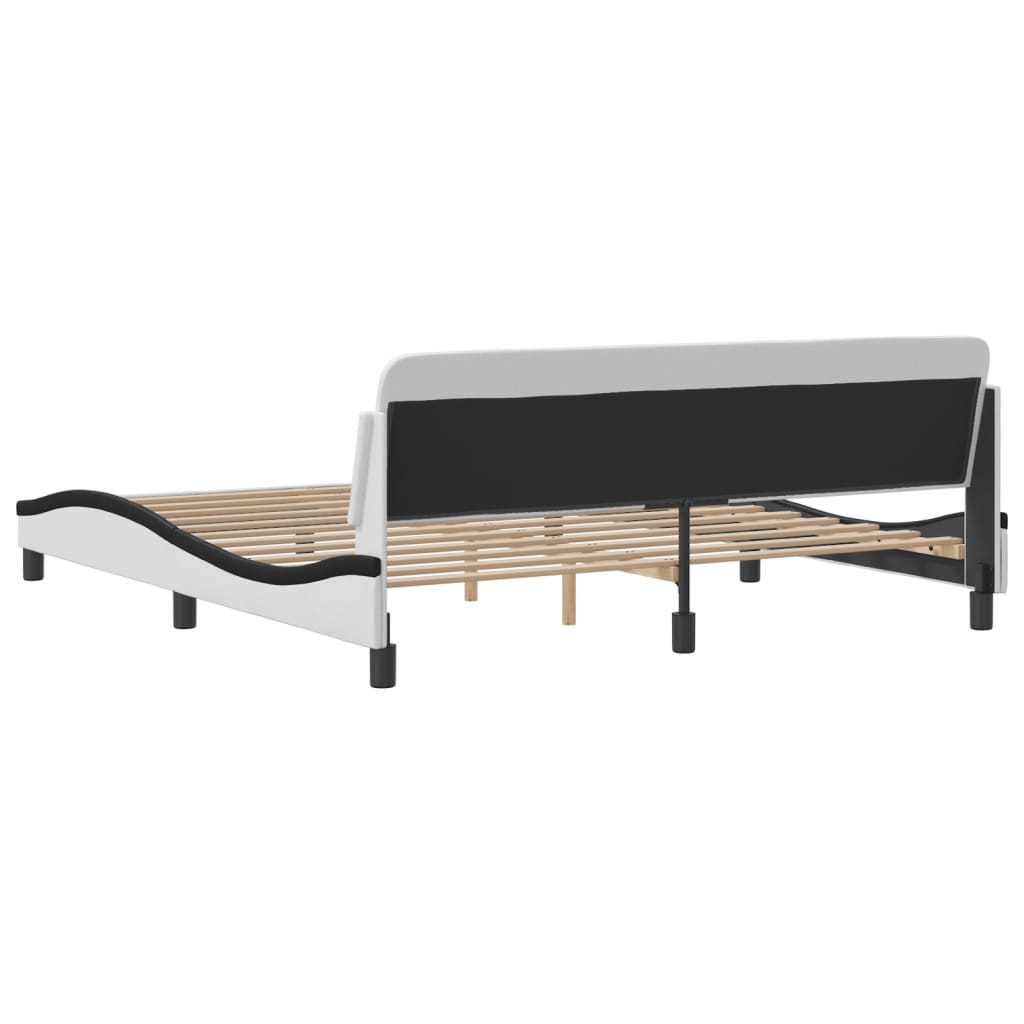 Bed Frame "Dover" White&Black 180x200 cm Faux Leather