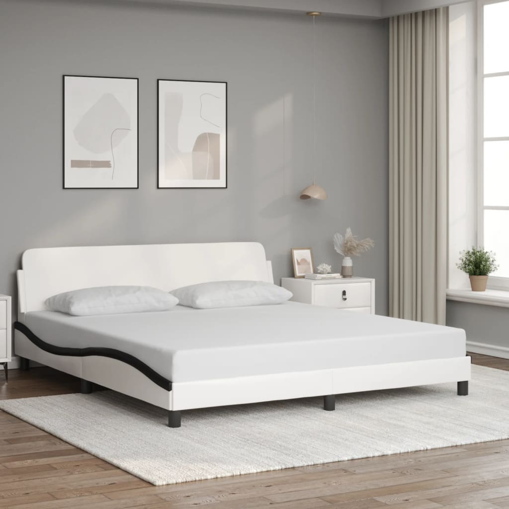 Bed Frame "Dover" White&Black 180x200 cm Faux Leather