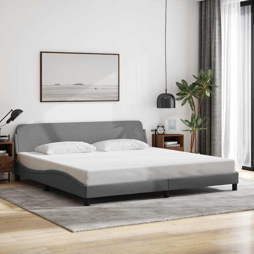 Bed Frame "Dover" Light Grey 200x200 cm Fabric