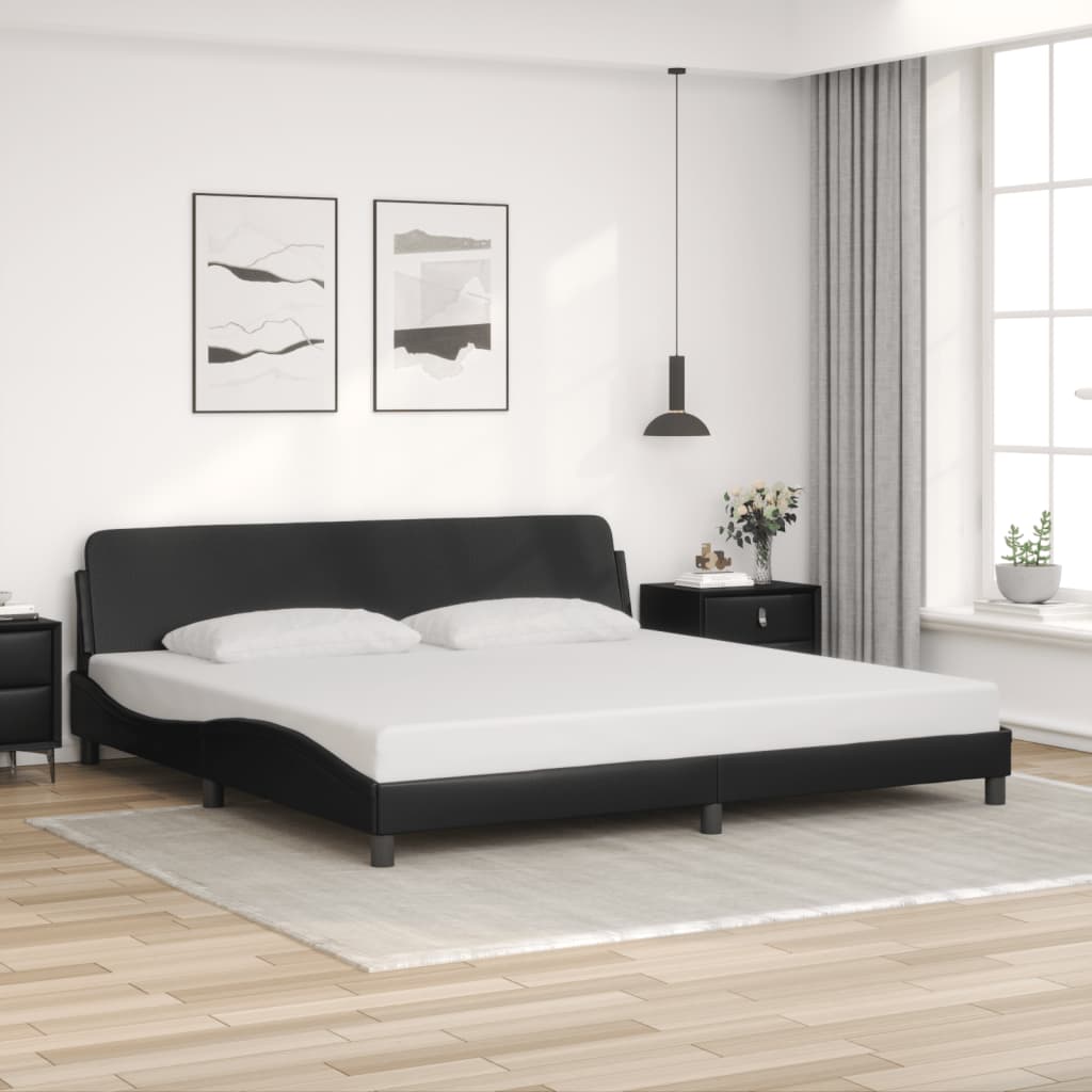 Bed Frame "Dover" Black 200x200 cm Faux Leather