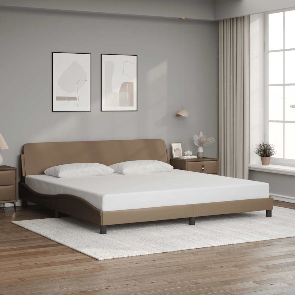 Bed Frame "Dover" Cappuccino 200x200 cm Faux Leather