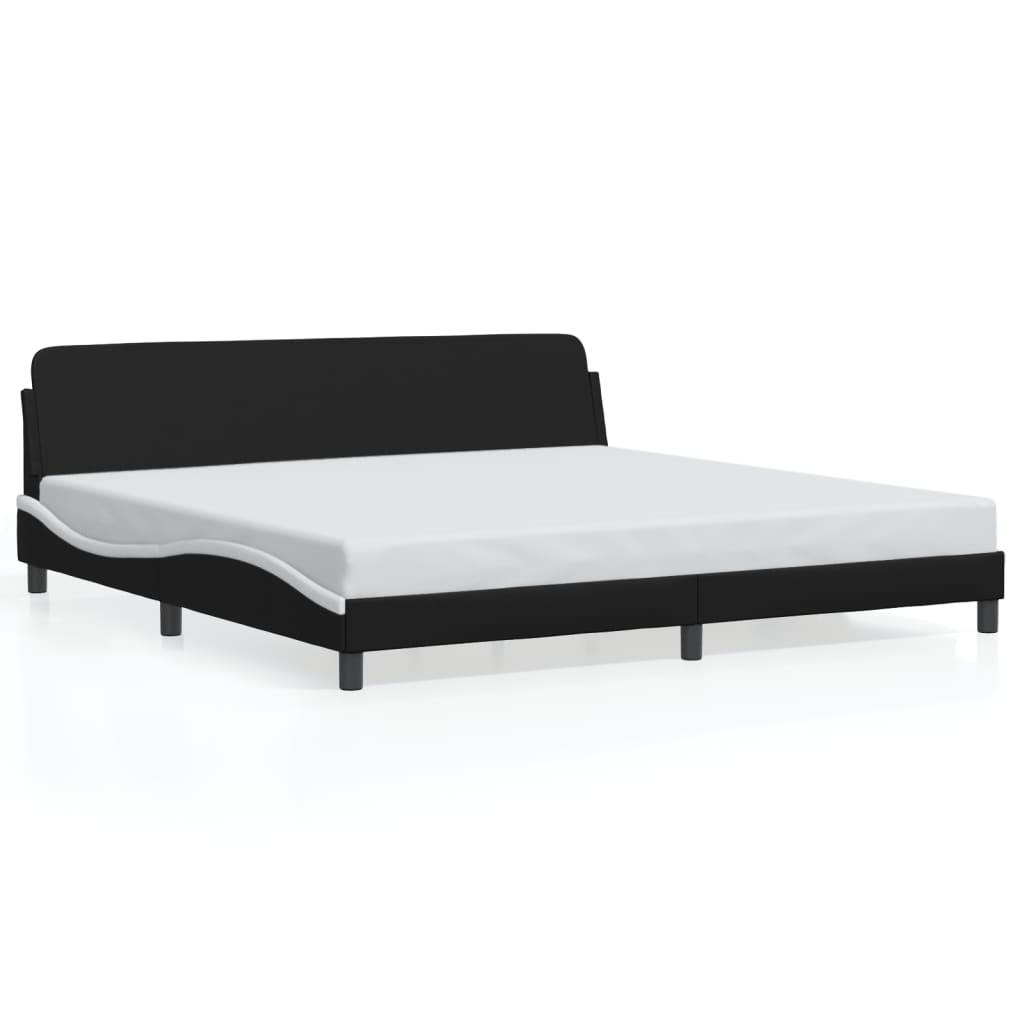 Bed Frame "Dover" Black and White 200x200 cm Faux Leather