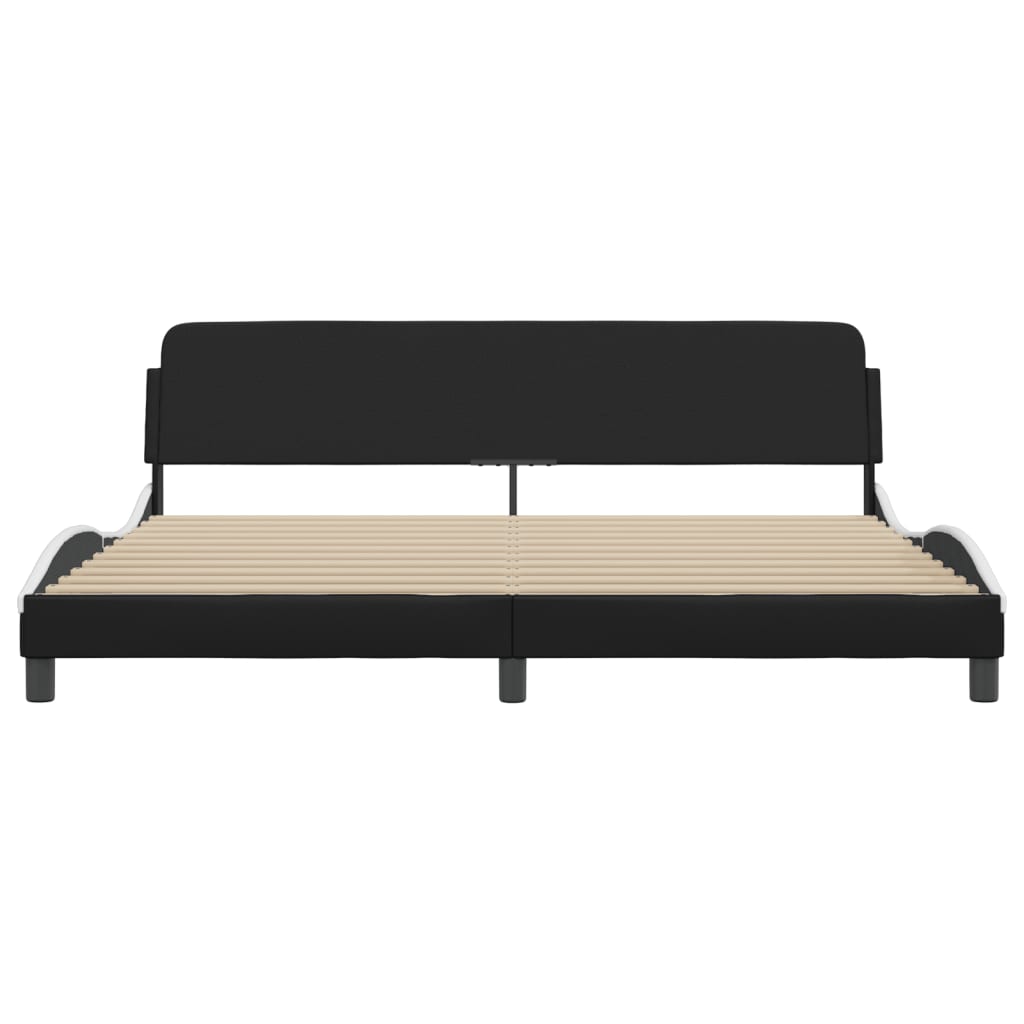 Bed Frame "Dover" Black and White 200x200 cm Faux Leather