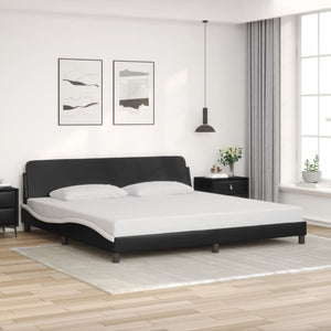 Bed Frame "Dover" Black and White 200x200 cm Faux Leather