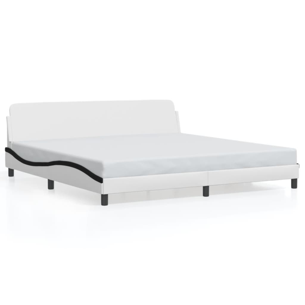Bed Frame "Dover" White and Black 200x200 cm Faux Leather