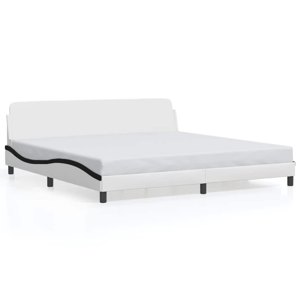 Bed Frame "Dover" White and Black 200x200 cm Faux Leather