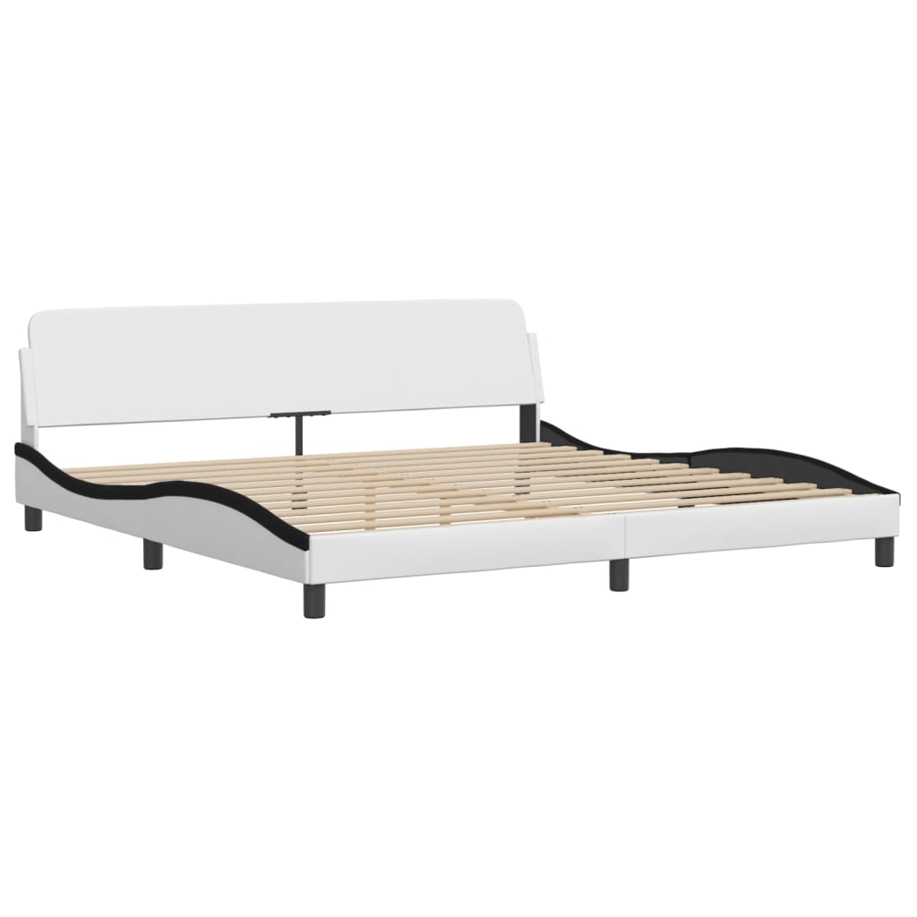 Bed Frame "Dover" White and Black 200x200 cm Faux Leather