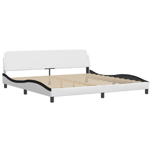 Bed Frame "Dover" White and Black 200x200 cm Faux Leather