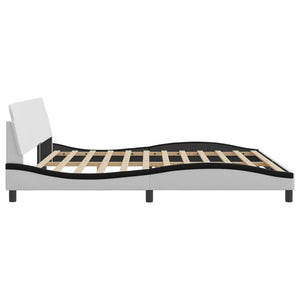 Bed Frame "Dover" White and Black 200x200 cm Faux Leather