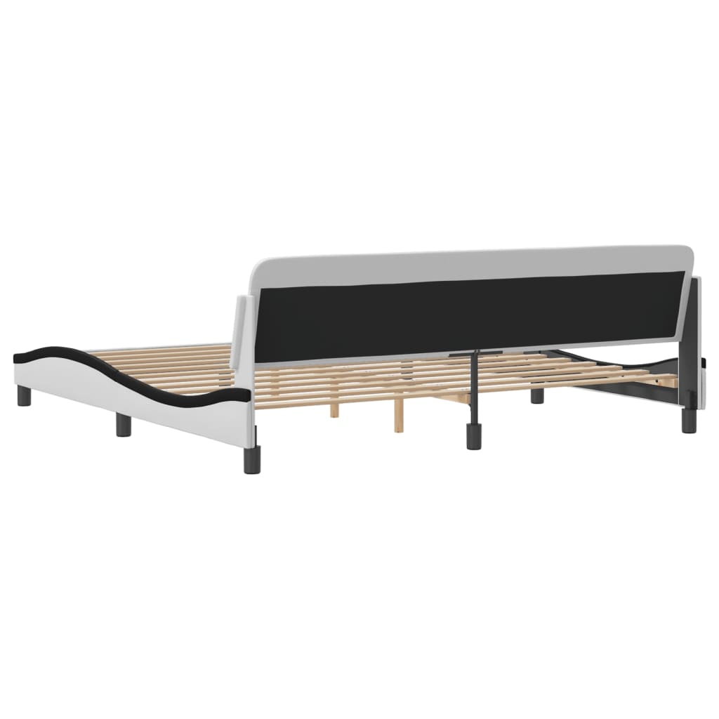 Bed Frame "Dover" White and Black 200x200 cm Faux Leather