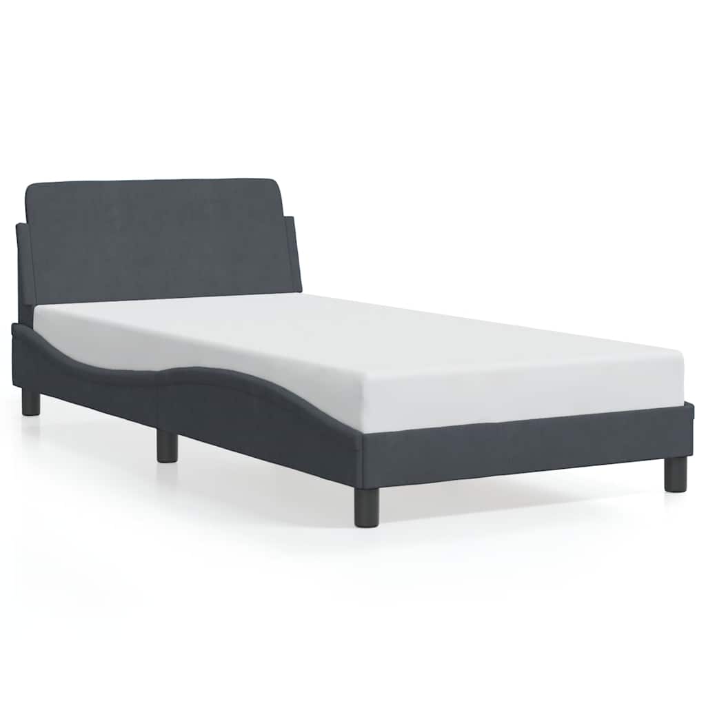 Bed Frame "Dover" Dark Grey 100x190 cm Velvet