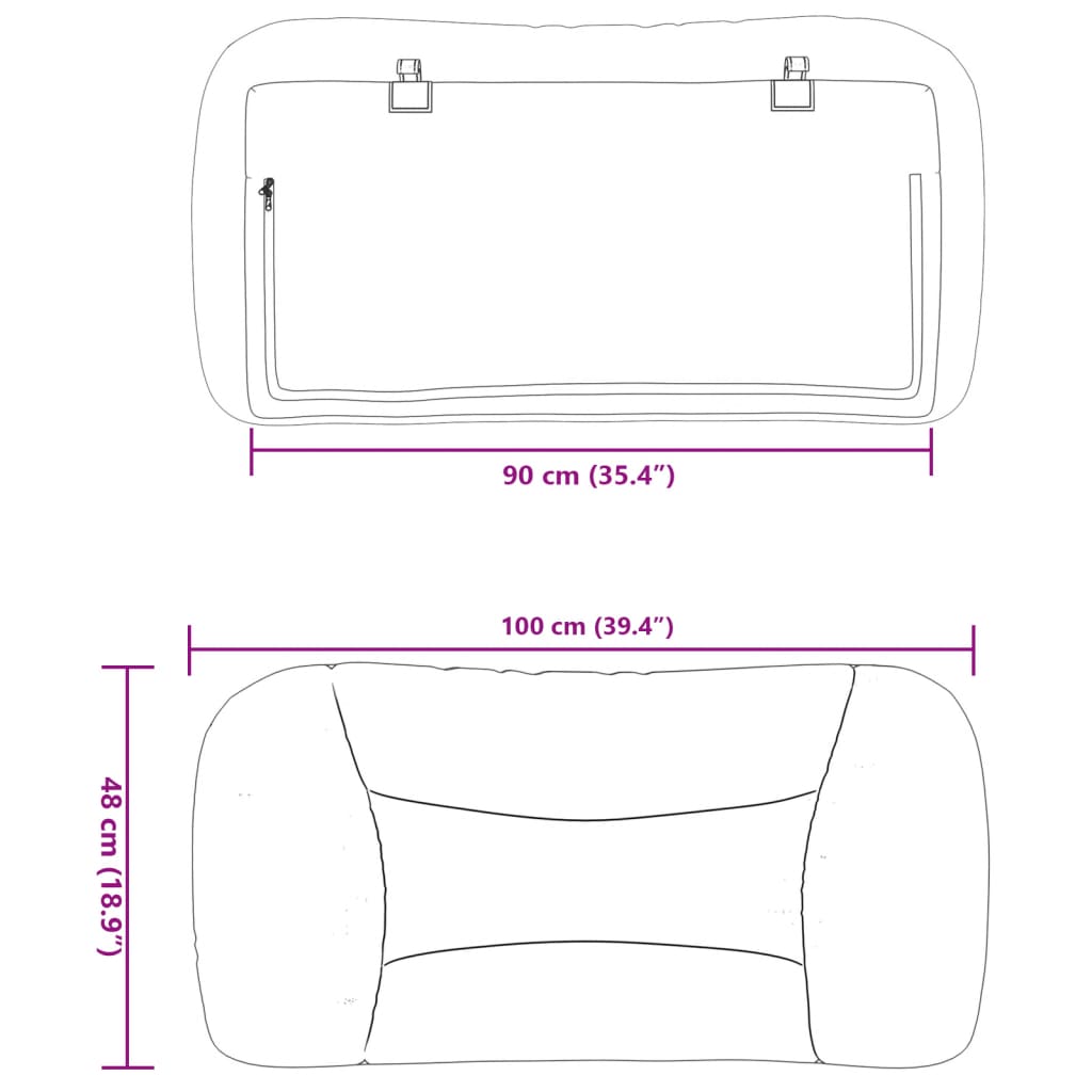 Headboard Cushion "Hvar" Cream 90 cm Fabric