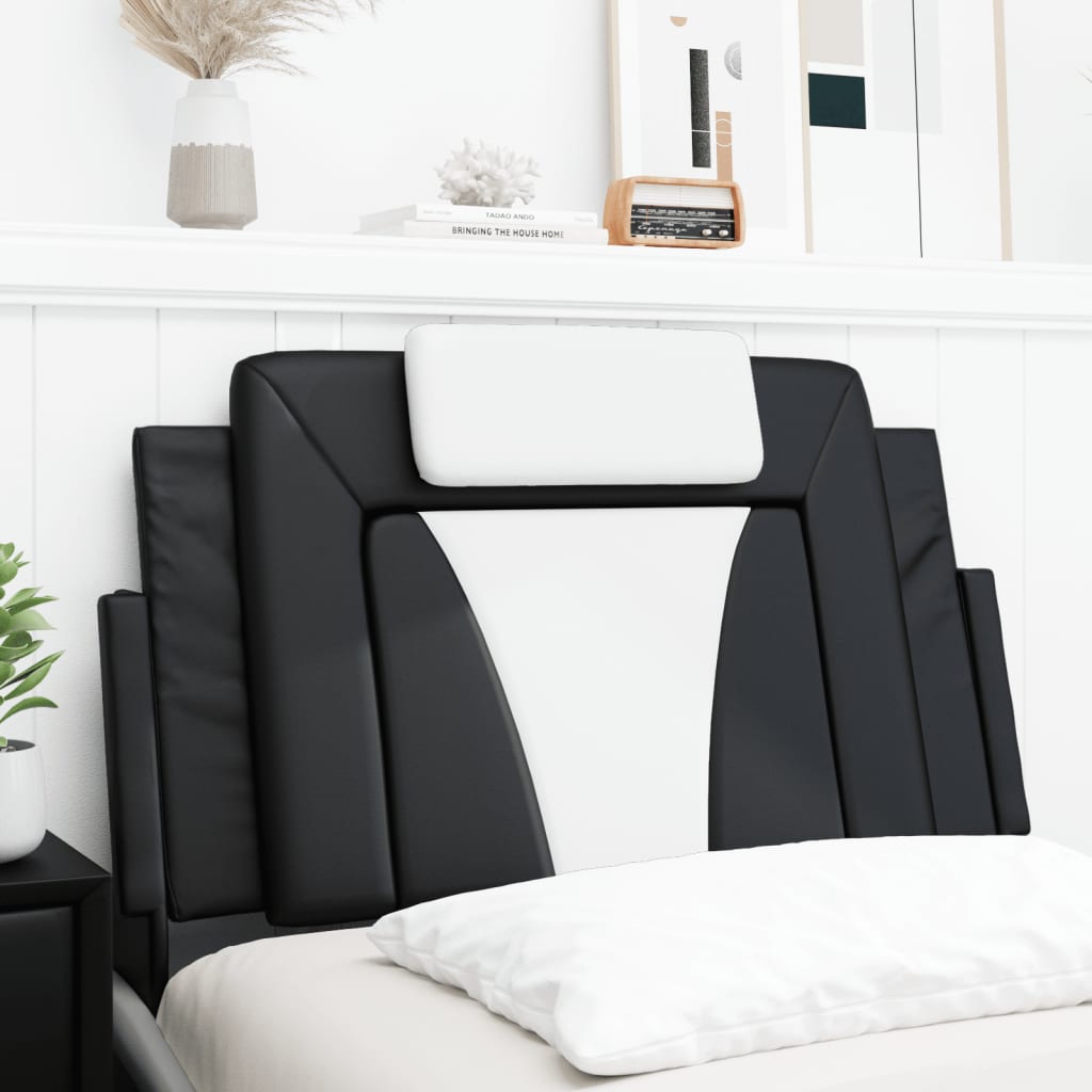 Headboard Cushion "Viana" Black and White 80 cm Faux Leather