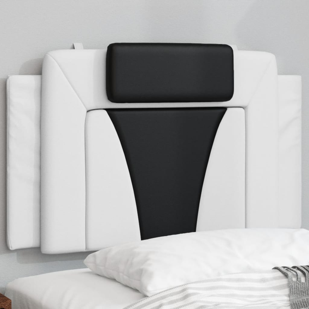 Headboard Cushion "Viana" White and Black 80 cm Faux Leather