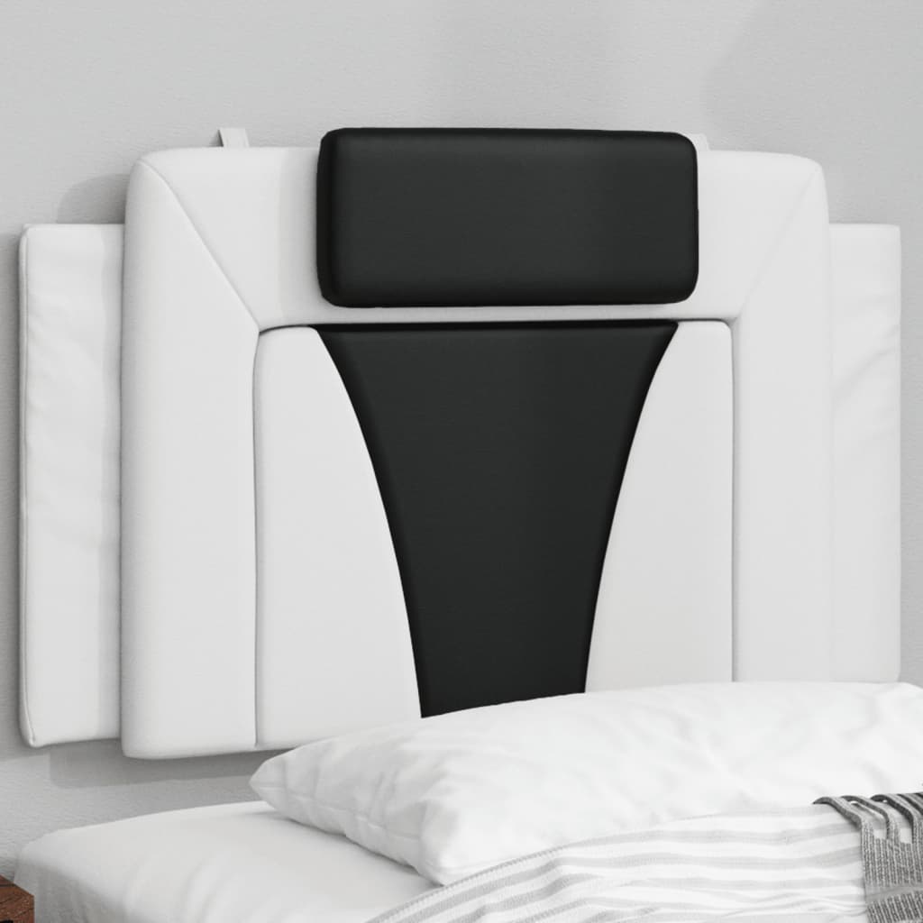Headboard Cushion "Viana" White and Black 90 cm Faux Leather