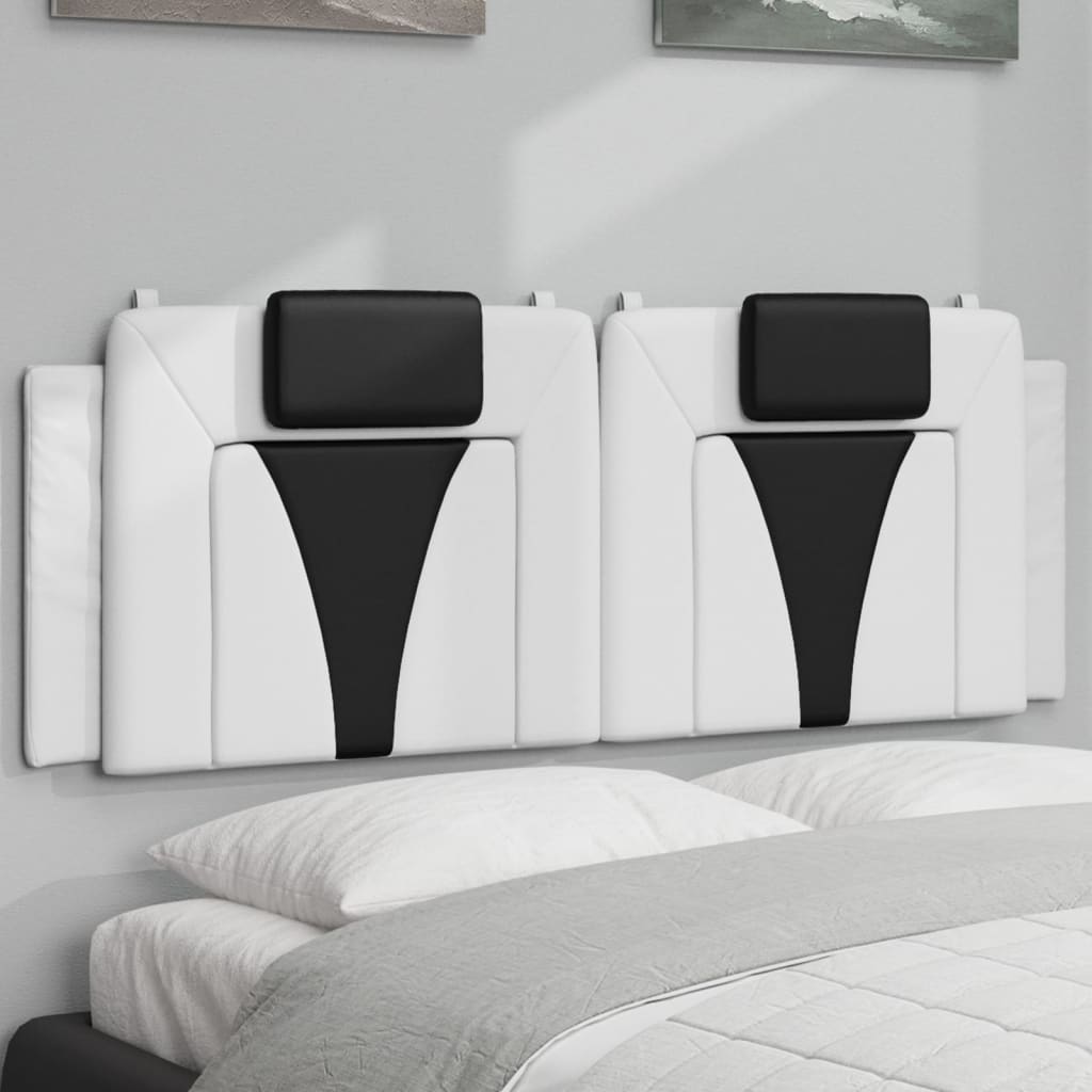Headboard Cushion "Viana" White and Black 120 cm Faux Leather