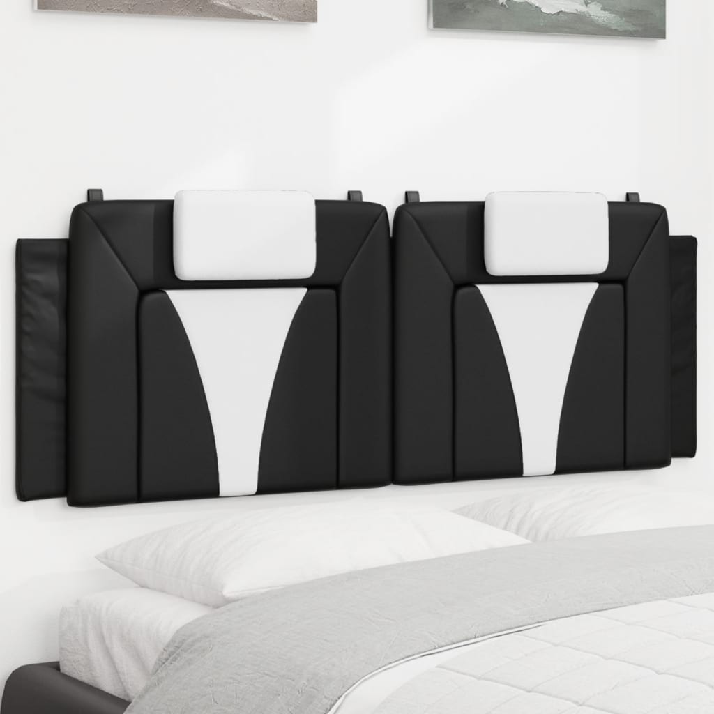 Headboard Cushion "Viana" Black and White 140 cm Faux Leather