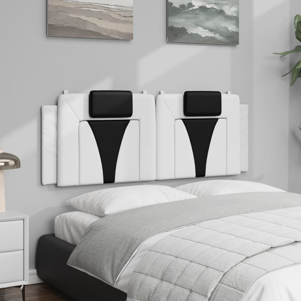 Headboard Cushion "Viana" White and Black 140 cm Faux Leather