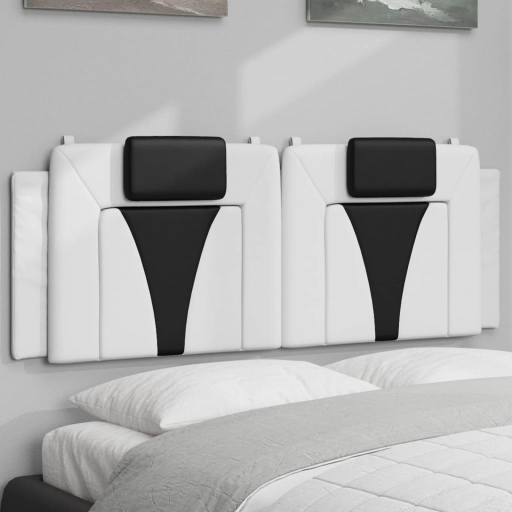 Headboard Cushion "Viana" White and Black 140 cm Faux Leather
