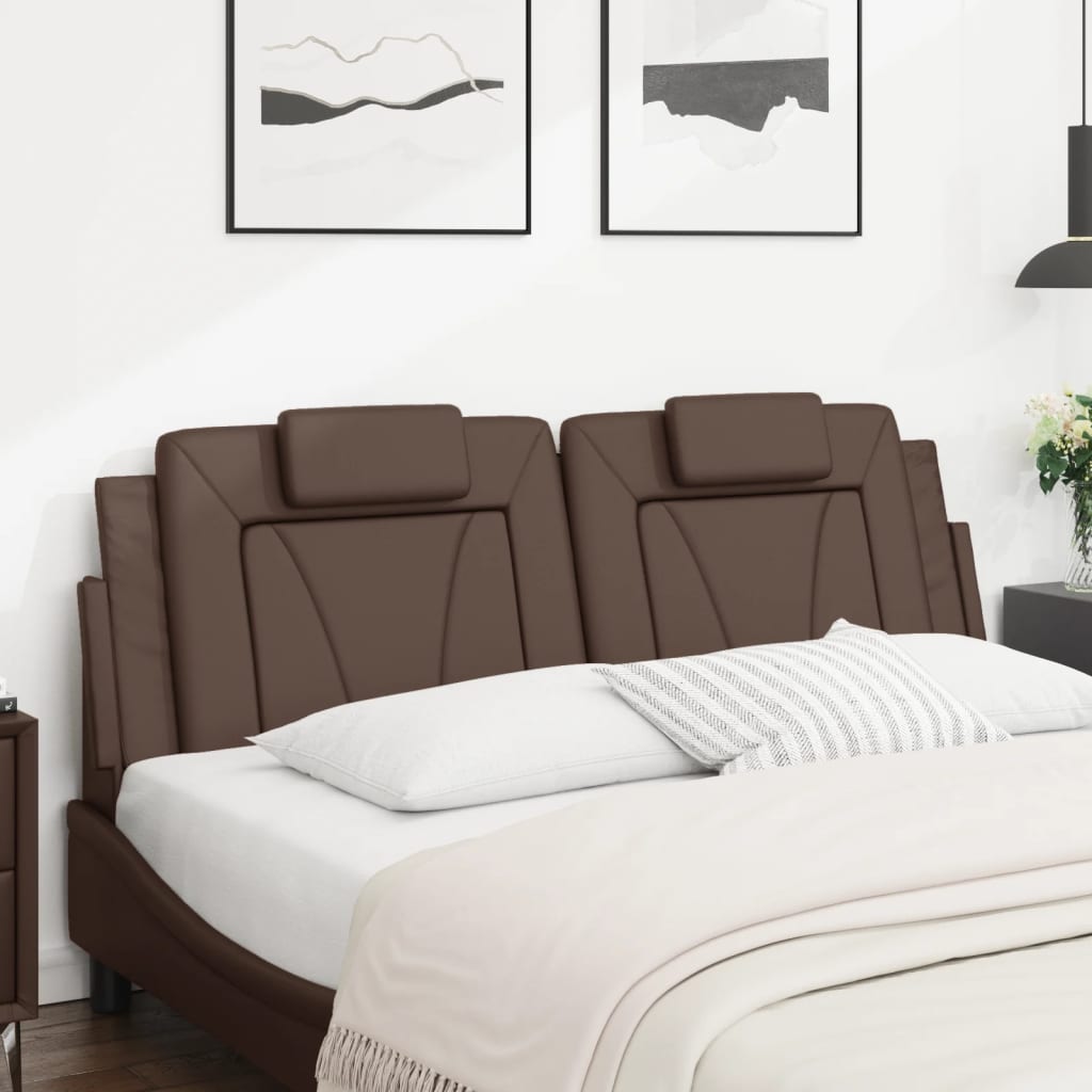 Headboard Cushion "Viana" Brown 160 cm Faux Leather