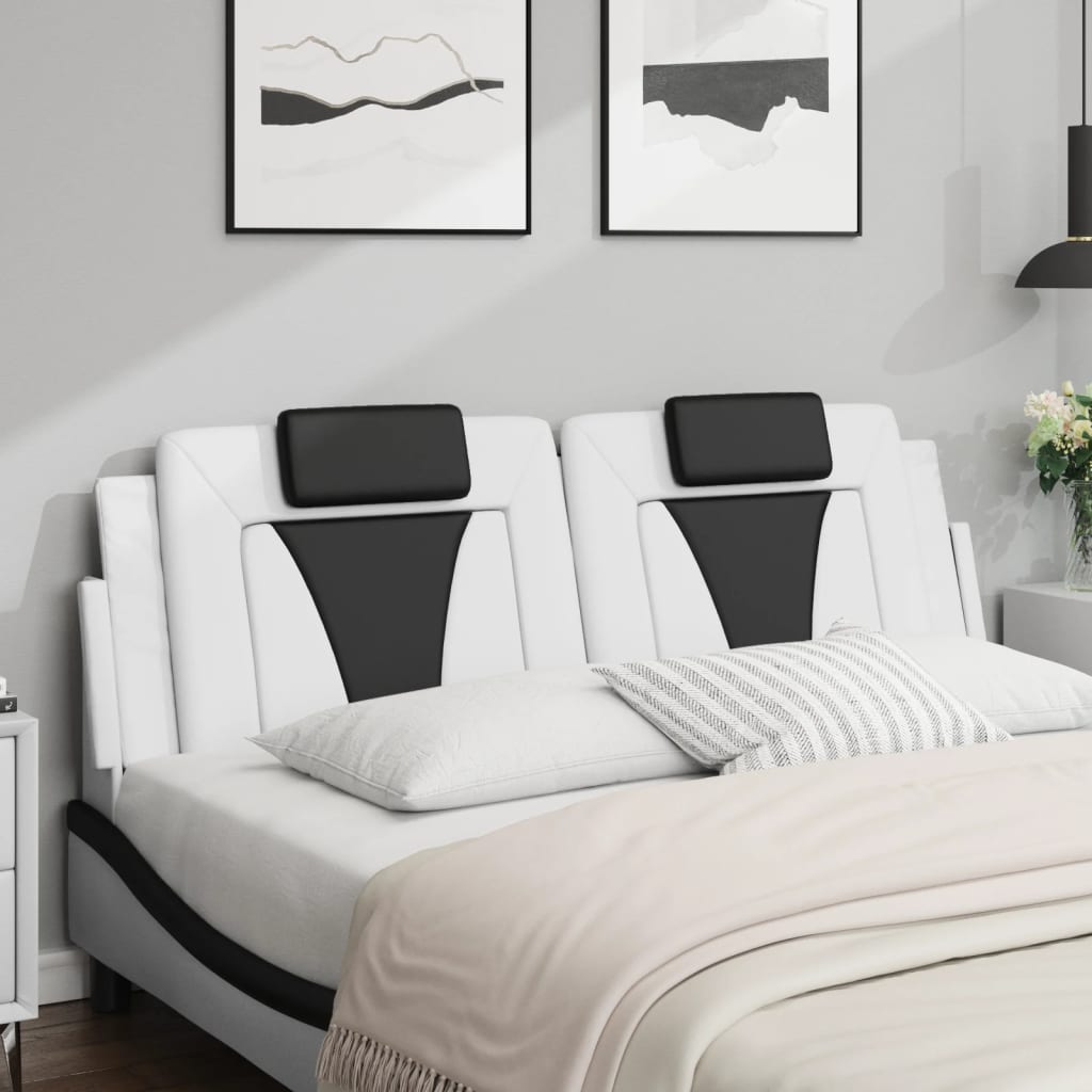 Headboard Cushion "Viana" White and Black 160 cm Faux Leather