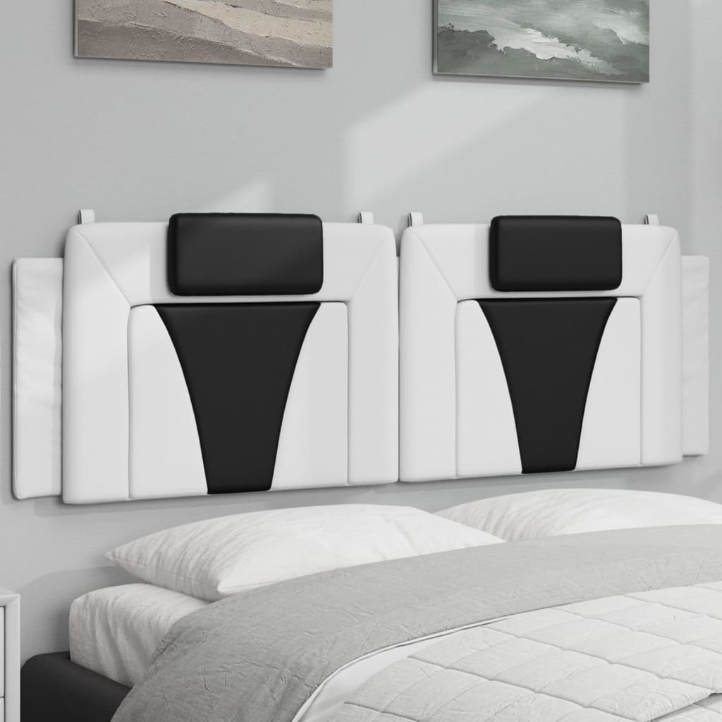 Headboard Cushion "Viana" White and Black 160 cm Faux Leather