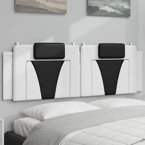 Headboard Cushion "Viana" White and Black 160 cm Faux Leather