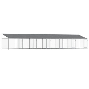 Hundgård med tak och dörrar grå 12x2x2 cm galvaniserat stål
