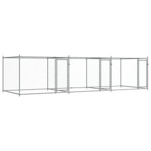 Hundgård med dörrar grå 6x2x1,5 cm galvaniserat stål
