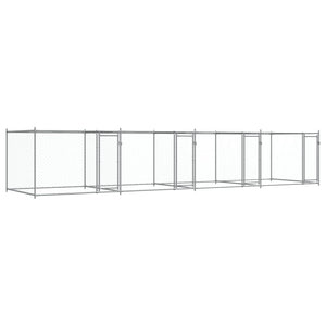 Hundgård med dörrar grå 8x2x1,5 cm galvaniserat stål