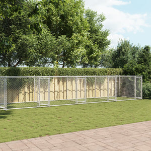 Hundgård med dörrar grå 12x2x1,5 cm galvaniserat stål