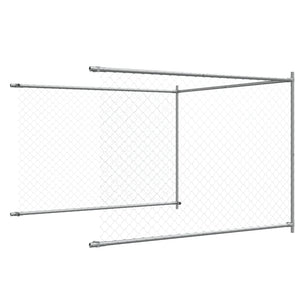 Hundgård med dörr grå 4x2x1,5 cm galvaniserat stål