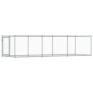 Hundgård med dörr grå 6x2x1,5 cm galvaniserat stål