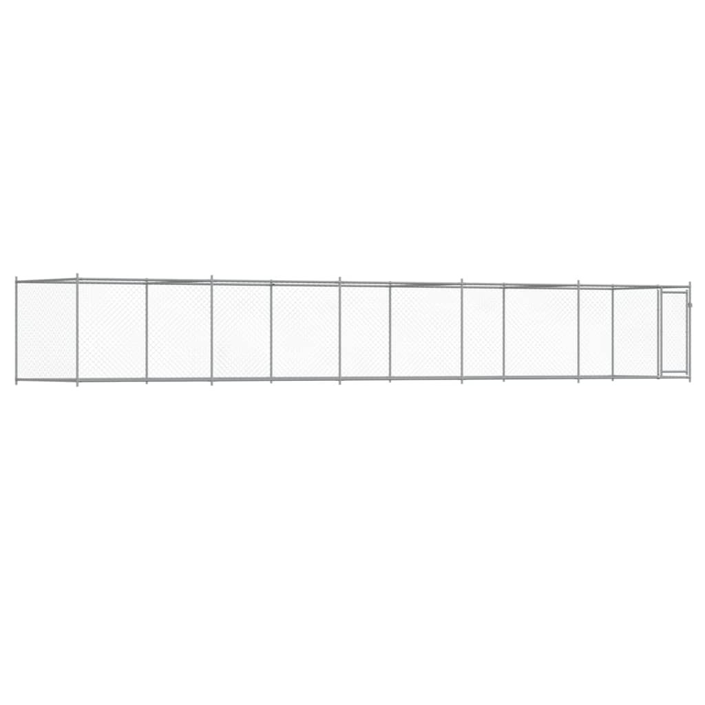 Hundgård med dörr grå 10x2x1,5 cm galvaniserat stål