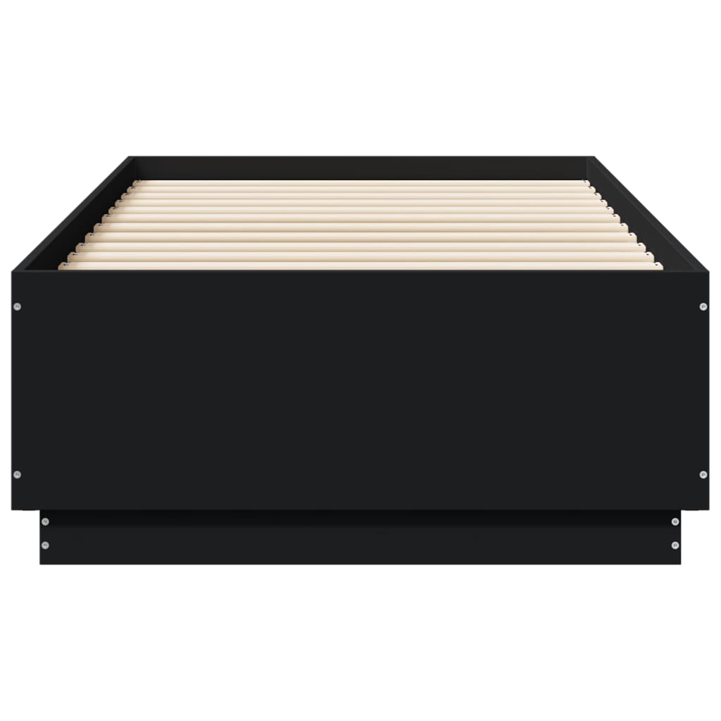 Sängram med LEDs svart 75x190 cm konstruerad trä