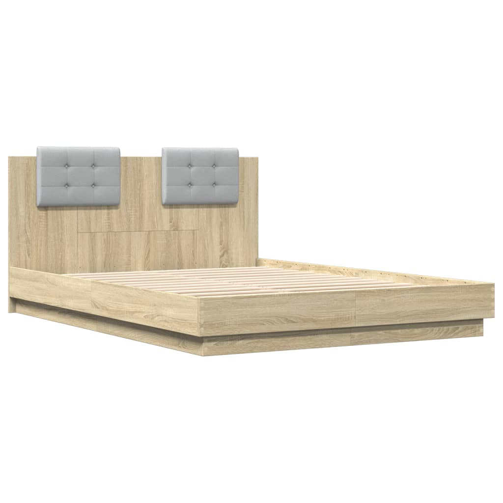 Sängram med huvudgavel sonoma-ek 120x200 cm konstruerat trä