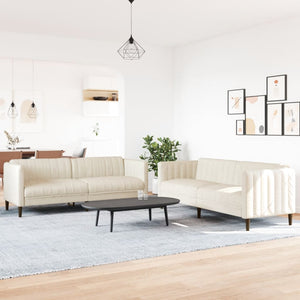 Soffgrupp 2 delar gräddvit tyg